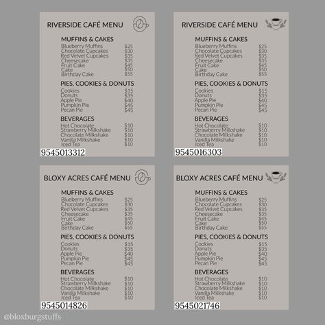 Cafe Hours Bloxburg Codes, Cafe Id Codes Bloxburg, Bloxburg Starbux Decal, Bloxy Acres Cafe Menu Bloxburg, Laundry Id Codes Bloxburg, Bloxburg Coffee Decal Codes, Bloxburg Painting Codes Laundry, Bloxburg Neiborhood Codes, Bloxburg School Decal Codes Cafeteria