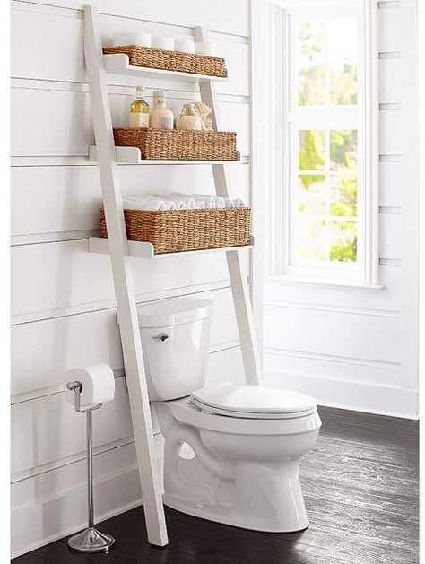 Maximize bath space.This ladder accessory is a stylish addition for storing towels and other necessities. #ad #countryliving #bathroom #rustichome Over The Toilet Ladder, Diy Bathroom Storage Ideas, Over Toilet Storage, Shelves Over Toilet, Storing Towels, Bathroom Shelf Decor, Diy Bathroom Storage, Decorating Bathroom, Over Toilet