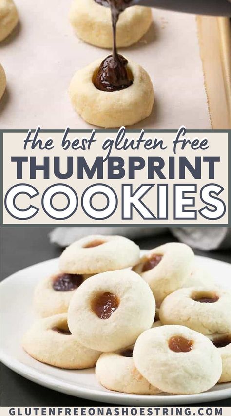 Gluten Free Thumbprint Cookies, Cookies Sans Gluten, Cookies Shortbread, Jam Thumbprint Cookies, Gluten Free Christmas Cookies, Gluten Free Lasagna, Jam Cookies, Gluten Free Christmas, Gf Desserts