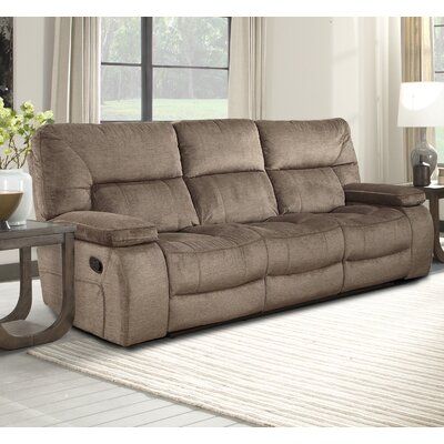 Comfort meets innovation in this sofa. In addition to offering relaxation-inducing reclining positions, the seat back of its center console can be pulled forward and used as a table. Integrated cup holders ensure drinks and snacks can be enjoyed with ease. | Winston Porter Moe 88" Pillow Top Arm Reclining Sofa Polyester/Polyester Blend in Brown, Size 42.5 H x 88.0 W x 38.0 D in | Wayfair Sofa And Loveseat Set, Parker House, Stylish Sofa, Living Room Sets Furniture, Pillow Top, Upholstered Sofa, Reclining Sofa, Living Room Seating, Center Console