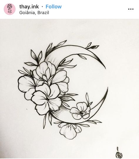 Wildflower Moon Tattoo, Flower Moon Tattoo, Moon Flower Tattoo, Half Moon Tattoo, About Moon, Pencil Drawings Of Flowers, Family Tattoo Designs, Wildflower Tattoo, Flower Drawing Tutorials