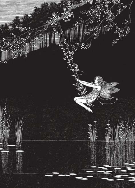 Vintage Fairy Illustrations Black And White, Black And White Cottagecore, Fairy Mural, Dark Faerie, Faery Art, Dark Fairytale, Dark Artwork, Fairytale Illustration, Fairytale Art