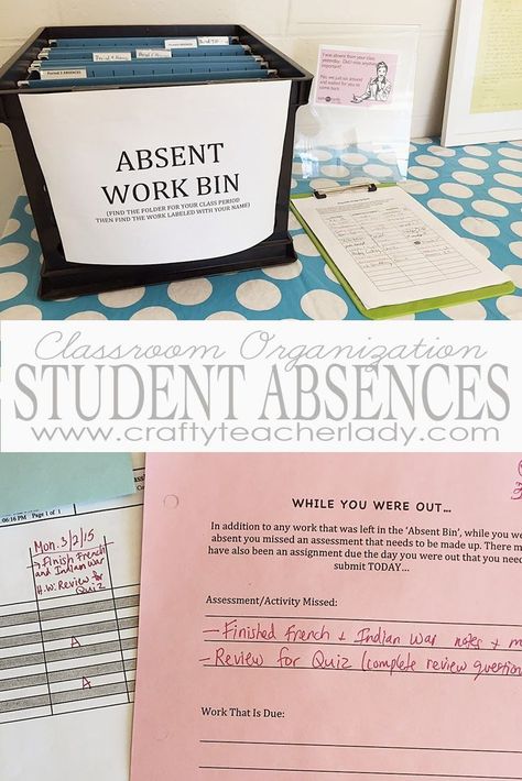 Classroom Organization: Managing Student Absences. Great tips from a high school teacher on how to keep track of student absences and the work missed! Absent Work, Teaching Organization, Secondary Classroom, Class Organization, Classroom Organisation, High School Classroom, Middle School Classroom, English Classroom, Teaching High School