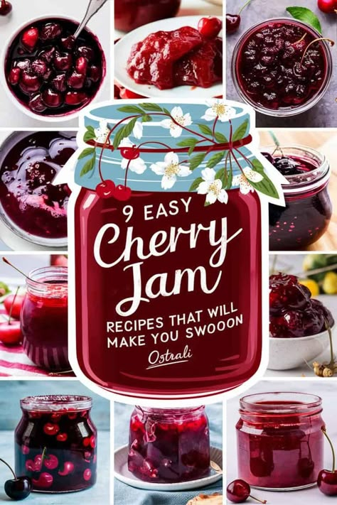 My friend Emily recently shared her passion for making cherry jam, and I was instantly hooked. She invited me over for a jam-making session, and I was amazed Cherry Jalapeno Jam Recipe, Cherry Jam Aesthetic, Spiced Cherry Jam, Sweet Cherry Canning Recipes, Canning Maraschino Cherries, Sweet Cherry Jam Recipe Canning, Canning Cherry Juice, Dried Cherry Recipes, Cherry Jam Recipe