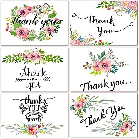 Amazon.com : Thank You Cards with Kraft Envelopes and Stickers, Bulk Pack of 48, 4x6 Inch Modern Floral | Suitable for Business, Baby Shower, Wedding, Small Business, Graduation, Bridal Shower, Funeral : Office Products Flower Greeting Cards, Thank U Cards, Thank You Greeting Cards, Teacher Thank You Cards, Thank You Greetings, Baby Shower Thank You Cards, Thanks Card, Thank You Note Cards, Baby Shower Thank You