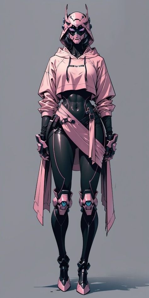 Pink Combat Outfit, Space Captain Outfit, Female Cyberpunk Oc, Cyberpunk Tech Concept Art, Sci Fi Outfit Ideas, Mecha Suit Design, Scifi Bodysuit, Sci Fi Outfits Character Concept, Scifi Mechanic