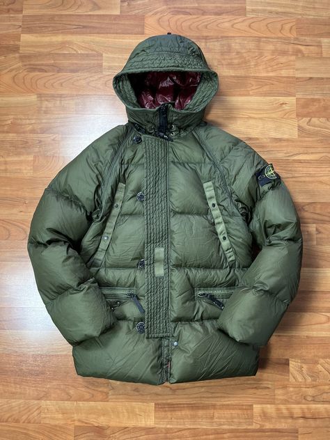 Vintage Stone Island down parka jacket Stone Island Campaign, 2025 Inspiration, Vintage Stone Island, Stone Island Jacket, Fashion Promotion, Island Man, Men's Outerwear, Down Parka, Parka Jacket