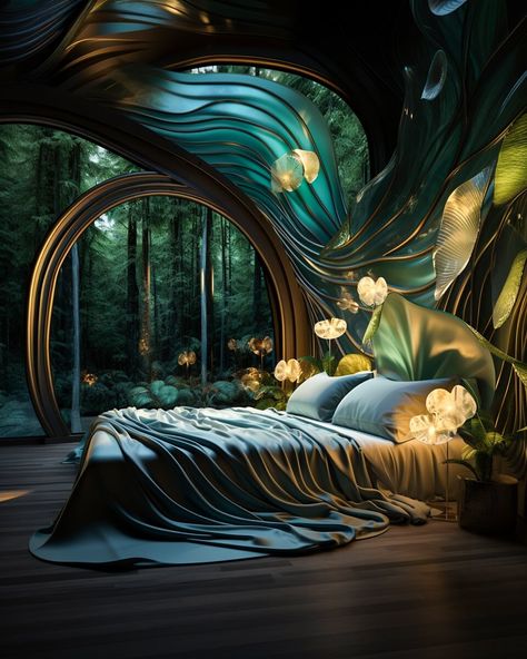 AI Jungle Habitat 2.0 by Jenifer Haider|Futuristic Jungle Habitat, Room Modern Bedroom, Farmhouse Modern Decor, Futuristic Bedroom, Home Decor Modern Farmhouse, Bedroom Ideas Modern, Living Room Ideas Modern, Modern Bedroom Ideas, Modern Living Room Ideas