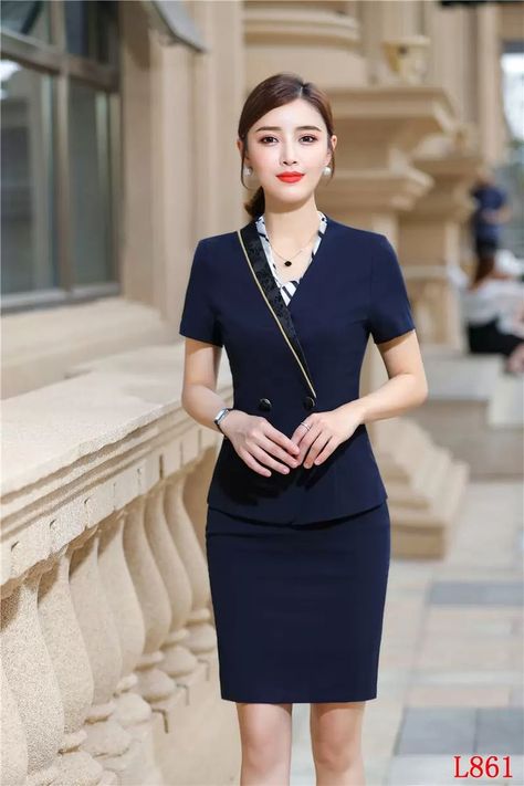 Office Uniform For Women, Christina Wu Wedding Dress, Business Professional Outfits, Corporate Uniforms, Business Outfits Women, Work Uniforms, Women Office, Uniform Design, Work Outfits Women