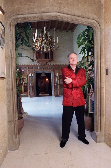 Inside Hugh Hefner's Playboy Mansion Over the Years Photos | Architectural Digest Playboy Theme Party, Hugh Hefner Costume, Mansion Party, Frank Edwards, Playboy Club, Emperor's New Clothes, Holmby Hills, Bruce Jenner, Hugh Hefner