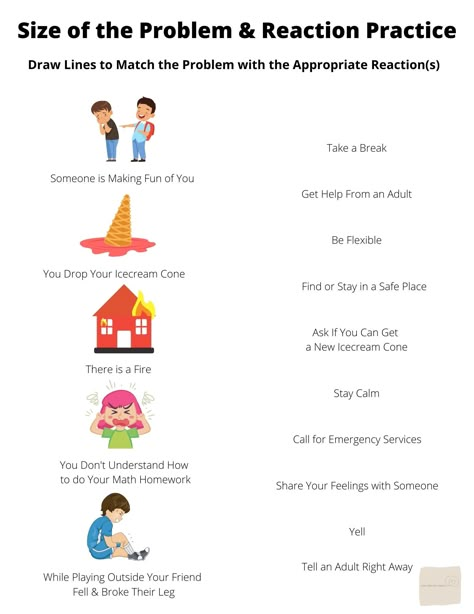 Size Of The Problem Visual, Stop Think Act Activities, Size Of Problem Activities, Size Of Problem Size Of Reaction, Size Of The Problem Activities, Big Problem Vs Little Problem, Size Of The Problem Activities Free, Communication Activities For Kids, Self Control Activities For Kids