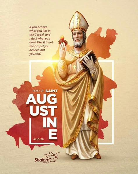 St Augustine Of Hippo Images, Group Poster Design, Feast Of Immaculate Conception, Saint Poster, Catholic Poster, St Augustine Of Hippo, Catholic Design, Condo Art, Jesus Christ Illustration