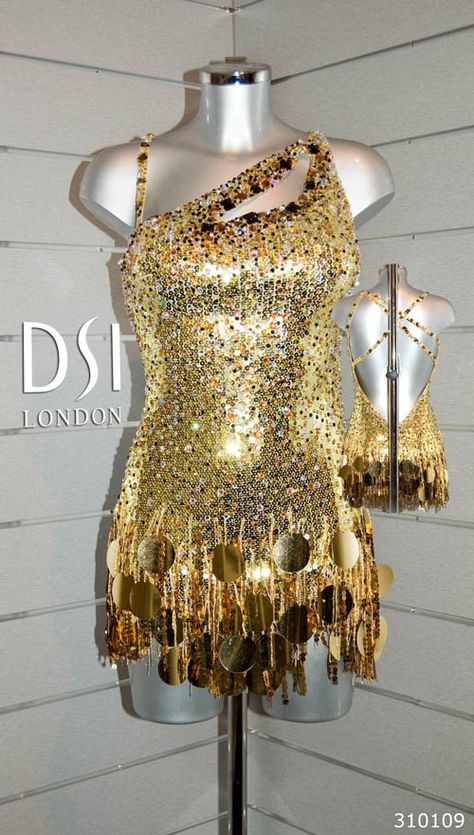 Gold Dance Costumes, Golden Clothes, Golden Outfit, Salsa Costume, Ballroom Dancing Dresses Latin, Latin Costume, Dancesport Dresses, Latin Ballroom Dresses, Ballroom Costumes