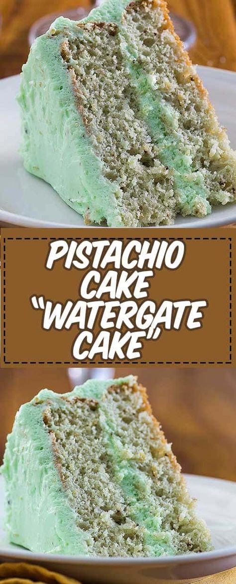 Delight your family and friends with an incredible pistachio cake for dessert. Super easy to make with a box cake mix. Pudding mix in the cake and frosting make it moist and delicious. Club soda makes it light and airy. Save the recipe to make for St. Patrick's Day, Christmas, or any special occasion. #pistachio #easycakerecipes #cakerecipes #stpatricksday #holidayrecipes #christmasrecipes #bakingrecipes #dessertideas Pistachio Cake With Box Cake, Watergate Cake, Pistachio Pudding Cake, Pistachio Cake Recipe, 1 Cookies, Pistachio Recipes, Pistachio Pudding, Pistachio Cake, Mix Recipes