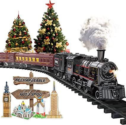 Electric Train Sets for Boys Girls Metal Alloy Christmas Trains Toys Steam Locomotive, Passenger Carriages, Tracks, Light & Sounds Rechargeable Birthday Gifts for Kids 3 4 5 6 7 8 + Years Old Red : Amazon.co.uk: Toys & Games Christmas Toy Train, Christmas Trains, Christmas Train Set, Electric Train Sets, Toy Trains Set, Train Gifts, Electric Train, Train Sets, Christmas Train