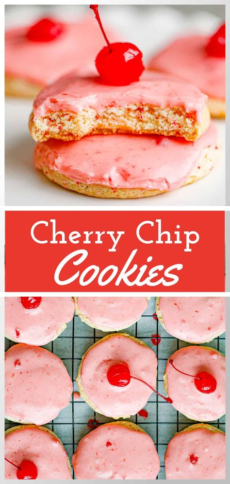 Cherry Glaze Recipe, Cherry Chip Cookies, Cookie Icing That Hardens, Cherry Chip Cake Mix, Cherry Chip Cake, Cherry Glaze, Cherry Bread, Christmas Cookie Recipes Holiday, Easy Easter Desserts