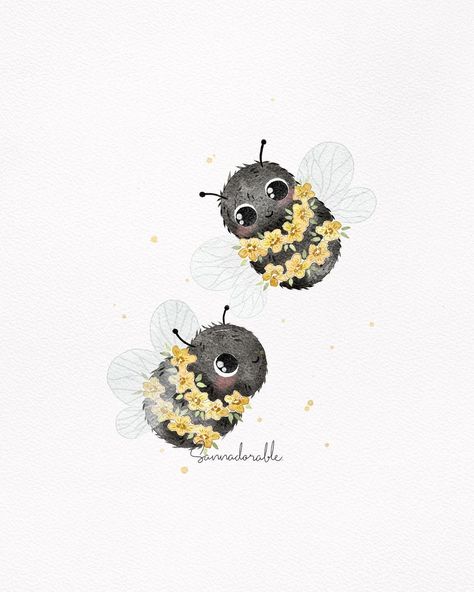 Flowers Drawing Aesthetic, Cute Bee Drawing, Cute Bee Art, Bees Cute, Bee Cartoon, Winnie The Pooh Drawing, Cute Bees, Bee Drawing, Bee Pictures