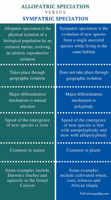 Difference Between Allopatric and Sympatric Speciation - Comparison Summary Biology Evolution, Genetic Drift, Ap Environmental Science, Nursing 101, Mcat Study, College Things, Medical Student Study, Medical Laboratory Science, Writing Things