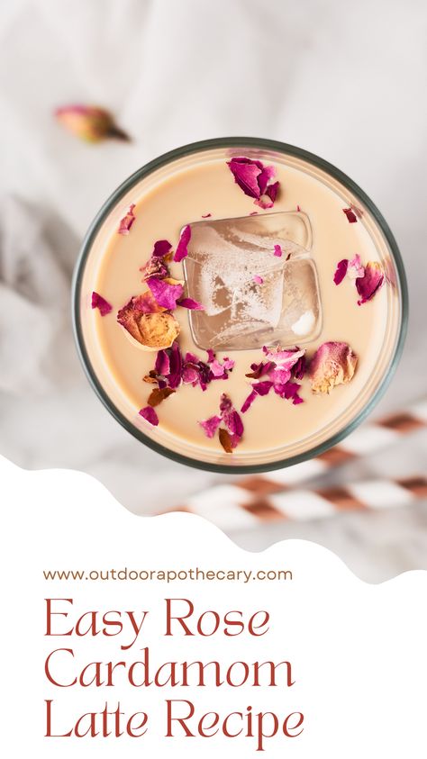 Indulge in the soothing aroma of roses paired with the warmth of cardamom in this delightful latte recipe. Perfect for cozy mornings or as a special treat, this easy-to-make latte combines floral and spicy notes for a calming beverage. Try it today and bring a touch of luxury to your everyday routine. #RoseLatte #CardamomLatte #CozyDrinks Cardamom Pods How To Use, Cardomom Recipes Teas, Maca Latte Recipe, Recipes Using Cardamom, Unique Latte Recipes, Coffee Anatomy, Rose Tea Recipe, Spring Coffee Drinks, Cardamom Latte