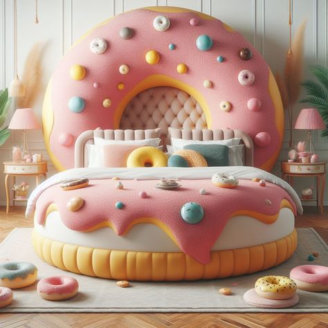 Donut-Shaped Bed Unusual Beds, Goth Houses, Dream Bedroom Inspiration, Whimsical Home, Traditional Bed, Funky Home Decor, Trending Art, Unique Beds, Dreamy Room