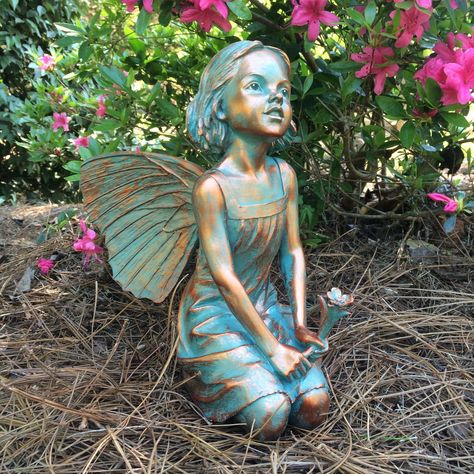 Homestyles Rebecca Fairy *96012 Large 13h Sitting Garden Statue Bronze Patina -- Click picture to assess more information. (This is an affiliate link). #gardenstatue Temple Gardens, Garden Gnomes Statue, Fairy Statues, Gnome Statues, Bronze Patina, Garden Statue, Outdoor Products, Outdoor Statues, Design Toscano