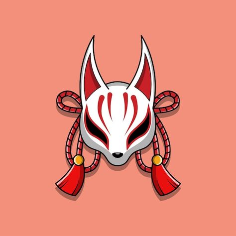 Japanese Demon Mask, Japanese Fox Mask, Japanese Fox, Kitsune Mask, Mask Drawing, Oni Mask, Japanese Mask, Fox Mask, Japanese Drawings