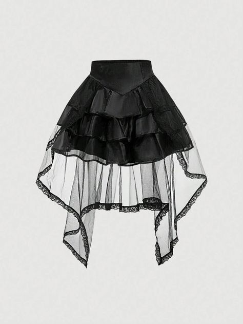 SHEIN MOD Summer Tulle Patchwork Hem Black Skirt With Lace Trim, Multi-Layered Cake Skirt,Women Winter Skirts,Tuxedo Skirt,Cute Summer Skirt,Western Wedding Skirt, Party Skirt,Bridgerton Skirt,Vintage Skirt, Old Money Style SkirtI discovered amazing products on SHEIN.com, come check them out! Tuxedo Skirt, Cute Summer Skirt, Tired Skirt, Goth Skirts, Winter Skirts, Skirt With Lace Trim, Purple Goth, Frilly Skirt, Bride Costume