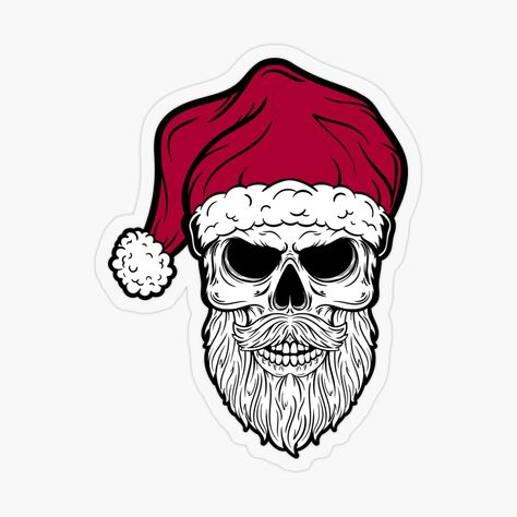 Punk Patch Ideas, Skull Santa, Skeleton Christmas, Santa I Know Him, Christmas Skull, Flash Designs, Scary Christmas, Santa Tee, The Santa Claus