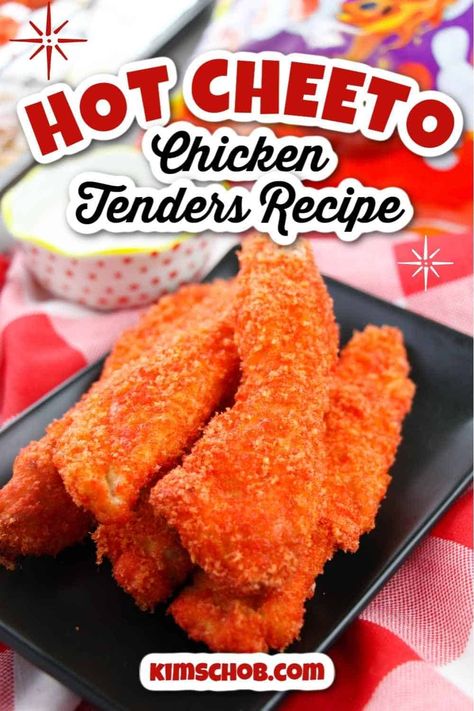 Hot Cheeto Chicken, Cheeto Chicken, Chicken Tender Recipes Easy, Chicken Tender Recipes, Chicken Strips, Quick Weeknight Dinners, Hot Chicken, Free Snacks, Chicken And Waffles