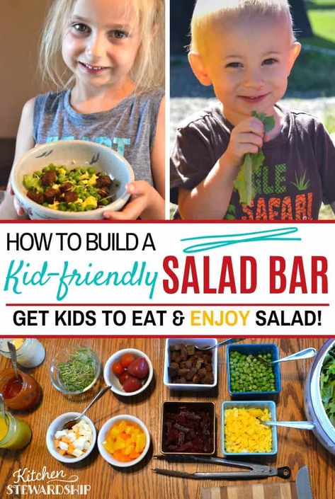 These salad bar ideas will make your salad bar a kid-friendly dinner! Summer dinner ideas to add to your meal plan! Salad Bar Ideas, Kid Friendly Salad, Salads For Kids, Summer Dinner Ideas, Dinner Summer, Salad Greens, Croutons Homemade, Kid Friendly Dinner, Real Family