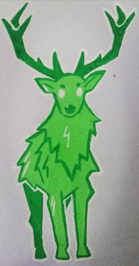 Green Stag drawn with Posca markers Easy Creative Drawing Ideas, Posca Animals, Little Creatures Drawing, Geometric Animals Drawing, Easy Sketch Book Ideas, Foxes Drawing, Easy Drawings Ideas, Stag Drawing, Simple Animal Drawings