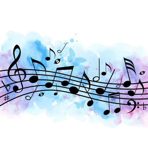 Music background with notes and blue watercolor texture. Abstract vector music b #Sponsored , #sponsored, #AD, #notes, #Music, #vector, #blue Musical Notes Clip Art, Texture Music, Music Notes Drawing, Music Notes Background, Music Notes Art, Music Background, Music Tattoo Designs, Music Drawings, Music Symbols