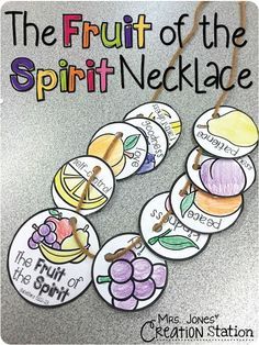 Fruit Of The Spirit Necklace, Children's Church Crafts, Bible Story Crafts, Children Church, The Fruit Of The Spirit, Fruits Of The Spirit, Mrs Jones, Sunday School Crafts For Kids, Preschool Bible