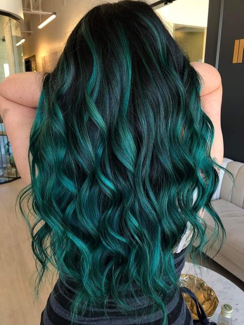 2024 Hair Color Trends | Stay Ahead of the Fashion Curve - summer hair color for brunettes highlights Dark Teal Hair, Hair Color Styles, Underneath Hair Color, Hidden Hair Color, Dark Green Hair, 2024 Hair Color, Underneath Hair, Hair Color Underneath, Hair Dress