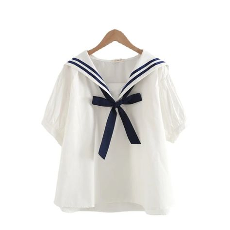 Just found this amazing item on AliExpress. Check it out! €16,82 | Merry Pretty Summer Women Cotton Top And Blouses Preppy Style Sailor Collar Loose Blue White Navy Blouse School Uniform Tops Pokemon Core, Roblox Clothes Ideas, Inspo For Drawing, Preppy Mode, Board Themes, College Wardrobe, Digital Wardrobe, Wishlist Clothes, Sailor Style