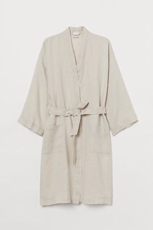 Ladies' Bath Robes | Pajamas | Homewear | H&M CA Country Apartment, Linen Dressing Gown, Labor Hospital Bag, Linen Bathrobe, Towel Folding, Future Bathroom, High Leg Swimsuit, Linen Robe, Princess Diana Photos