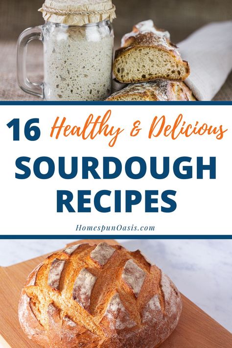 16 Easy & Delicious Sourdough Recipes: Bread, Muffins, Pancakes, Cake and Much More | Tired of the same old sourdough? Mix it up with these sourdough starter recipes and sourdough discard recipes. Includes breakfast (muffins, french toast, bread loaf, pancakes, and more) as well as sourdough recieps for any other occasion! Ww Sourdough Recipes, Macro Friendly Sourdough Recipes, Weight Watchers Sourdough Recipes, Low Calorie Sourdough Recipes, Sourdough Recipes Bread, Sourdough Starter Recipes, Antelope Recipes, Pancakes Cake, Beans Recipe Healthy