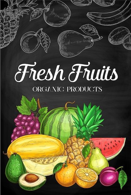 Vector fresh fruits sketch blackboard of... | Premium Vector #Freepik #vector #citrus #citrus-fruits #lemon #orange-fruit Fruits Sketch, Fruits Logo, Fruits Vector, Fun Signage, Freedom Fighters Of India, Fruit Sketch, Vegetable Shop, Fruit Logo, Fruit Vector