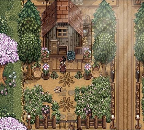 Where Pokemon Meets Anime: Best Stardew Valley Farm Layout ideas (Cutest EVER!!) Pretty Stardew Valley Farm, Stardew Valley Farm Layout Hilltop Aesthetic, Stardew Farms Layout, Stardew Valley Cute Farm Ideas, Stardew Valley Stable Ideas, Stardew Valley Forest Farm Layout No Mods, Stardew Valley Standard Farm Design, Simple Stardew Valley Farm Layout, Stardew Valley Dog Area