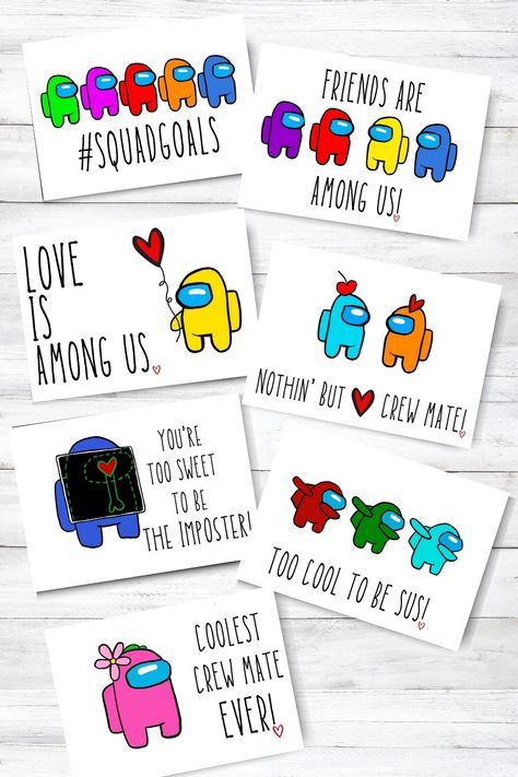 Among Us Valentines Day Cards, Among Us Birthday Card, Among Us Valentine Cards, Blindbag Ideas, Valentine Lego, Among Us Valentine, Playing Among Us, Cute Among Us, Among Us Characters