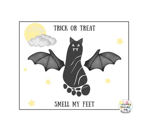 Halloween Trick or Treat Handprint Craft Art Printable Template / Autumn Activity / Fall Crafts / Bat Crafts Footprint Template, Handprint Printable, Template Craft, Bat Craft, Footprint Craft, Add Kids, Fall Artwork, Preschool Activities Toddler, File Template