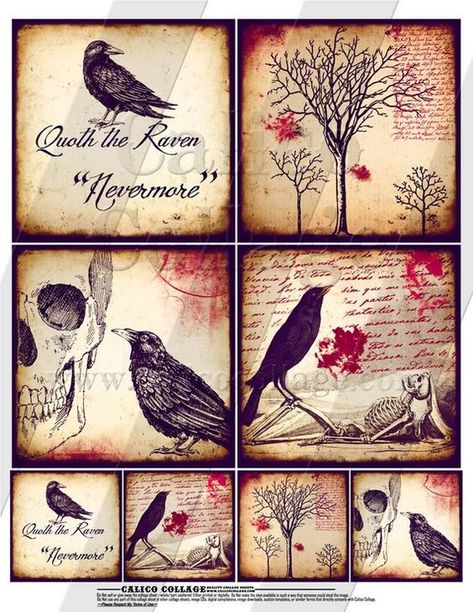 Gothic Raven Printables Free Junk Journal, Journal Printables Free, Gothic Raven, Printable Lined Paper, Etiquette Vintage, Free Vintage Printables, Decoupage Diy, Journal Vintage, Vintage Junk