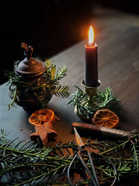 Earthy Christmas Aesthetic, Yule Themed Wedding, Yule Winter Solstice Aesthetic, Pagan Yule Decorations Winter Solstice, Christmas Witch Aesthetic, Dark Yule Aesthetic, Yule Wallpaper Pagan, Yuletide Aesthetic, Yule Aesthetic Pagan