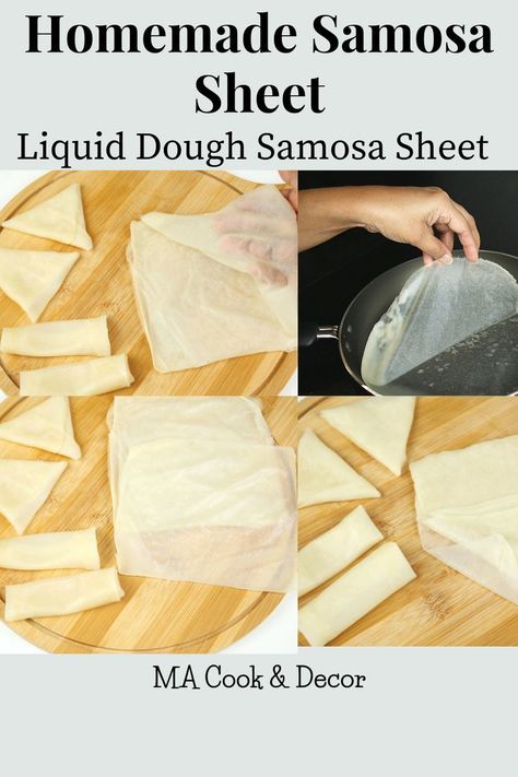 Homemade Samosa Sheet | Homemade samosa sheet is easier to make with only 3 Ingredients Samosa sheets in 2 minutes, In here I'm sharing how to make spring roll and samosa sheets in 2 MINUTES. Easy Samosa & spring roll sheet using only 3 Ingredients Liquid Dough, Easy Samosa Recipes, Spring Roll Pastry, How To Make Samosas, Samosa Recipe, Spring Roll Recipe, Spring Roll, Indian Snacks, Samosa