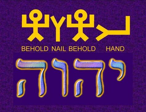 YHWH, YAHWEH -- in Paleo Hebrew: "BEHOLD the NAIL -- BEHOLD the HAND. Clock Project, Yahuah Yahusha, Paleo Hebrew, Learning Hebrew, Hebrew Lessons, Biblical Hebrew, Hebrew Roots, In The Beginning God, Hebrew Alphabet