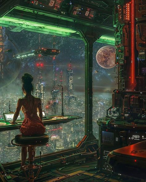 Scifi Artwork, Sea Of Stars, Palace Of Fine Arts, Cyberpunk Aesthetic, Cyberpunk City, Arte Cyberpunk, Alien Worlds, Fantasy Places, Science Fiction Art