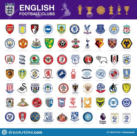 Illustration about A chart of illustrated English football emblems. Illustration of manchester, england, arsenal - 186373183 World Cup Illustration, Football Club Names, Fantasy Team Names, English Football Teams, Fantasy Football Names, Brentford Fc, Football Team Names, Football Names, Arsenal Liverpool