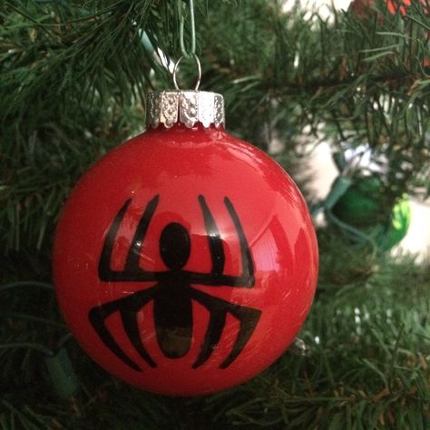 Hand-painted Spider-Man Christmas Tree Ornament Diy Spider Man Ornament, Spider Man Ornament Diy, Spiderman Ornament Diy, Spider Man Christmas Tree, Spiderman Christmas Tree, Christmas Orbs, Spider Man Christmas, Spiderman Christmas, Man Christmas Tree