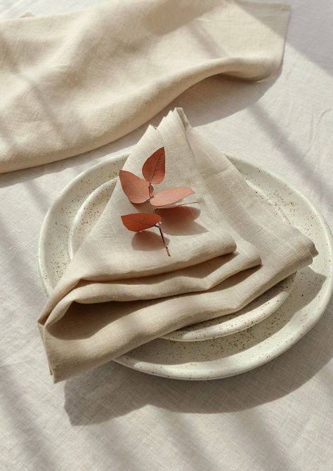 Beige linen napkin set of 4, 6, 10, washed cloth napkins, handmade table linen Table Setting Inspiration, Linen Drapes, Organic Forms, Cozy Room Decor, Wedding Linens, Handmade Table, European Linens, Linen Pillow Cases, Table Linen