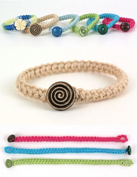 Bracelets With Beads, Braid Bracelet, Crochet Bracelet Pattern, Crochet Jewlery, Crochet Jewelry Patterns, Crochet Cord, Crochet Braid, Crochet Bracelet, Pretty Bracelets